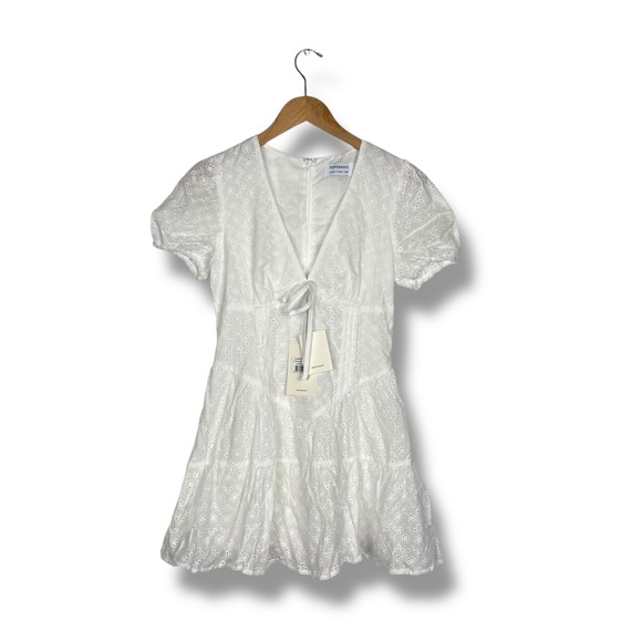 Peppermayo Sweetness Mini Dress - White Size 4 Cotton Eyelet Romantic Corset NWT - Picture 6 of 13